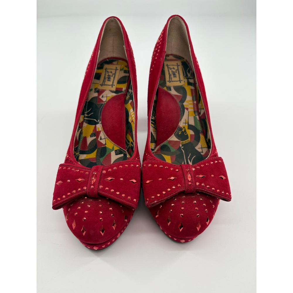 Miss L Fire Poiret Red Glitter 1940s Rockabilly Heels US 9 EU 40